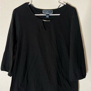 Karen Scott Black Blouse with Keyhole Neckline